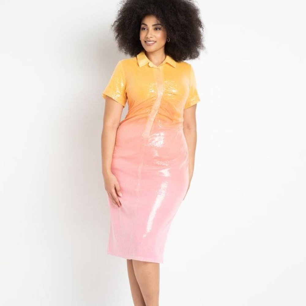 Eloquii Ombré Sequin Midi Dress